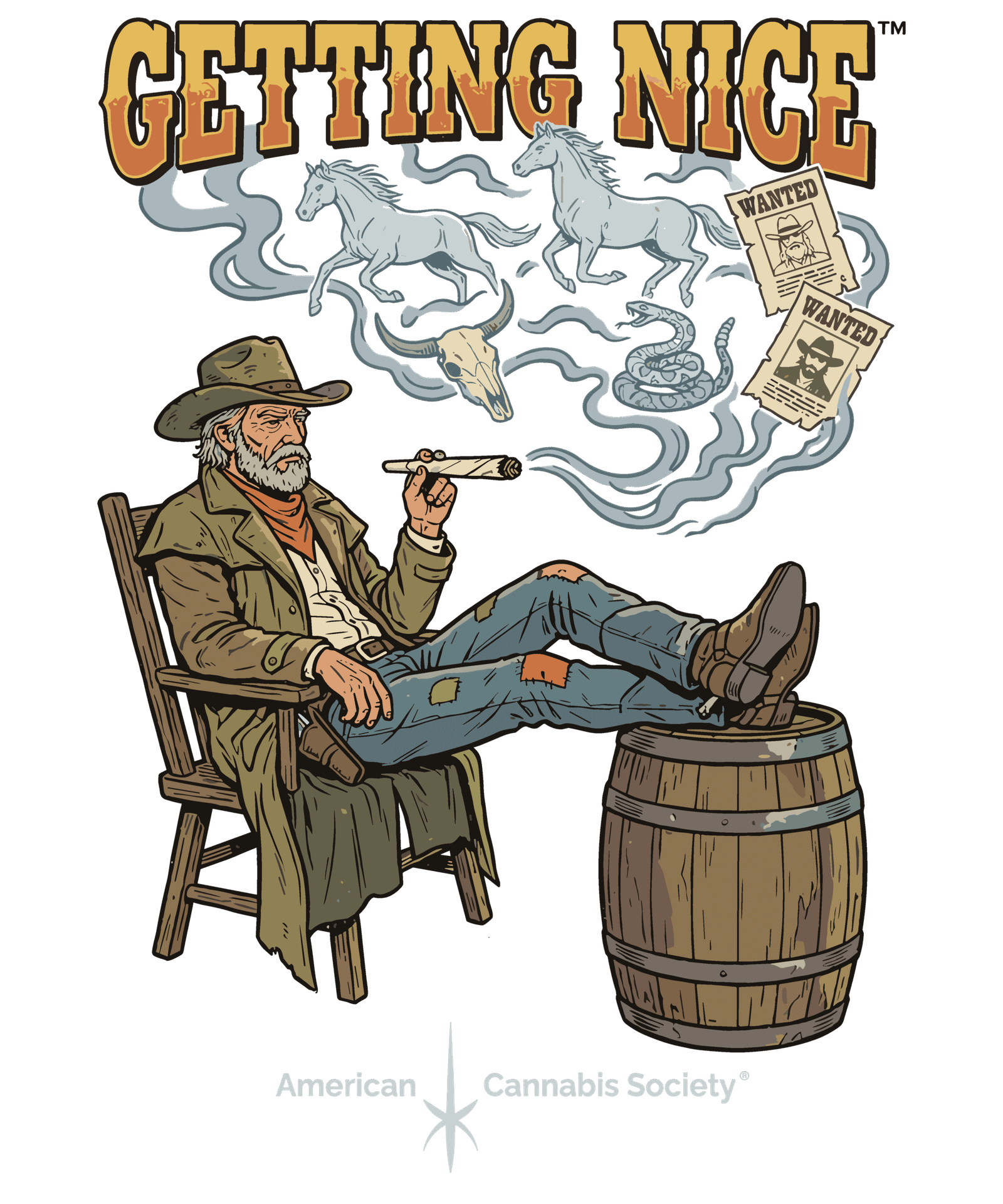 THC FACTOR Getting Nice cannabis apparel cowboy graphic tee design