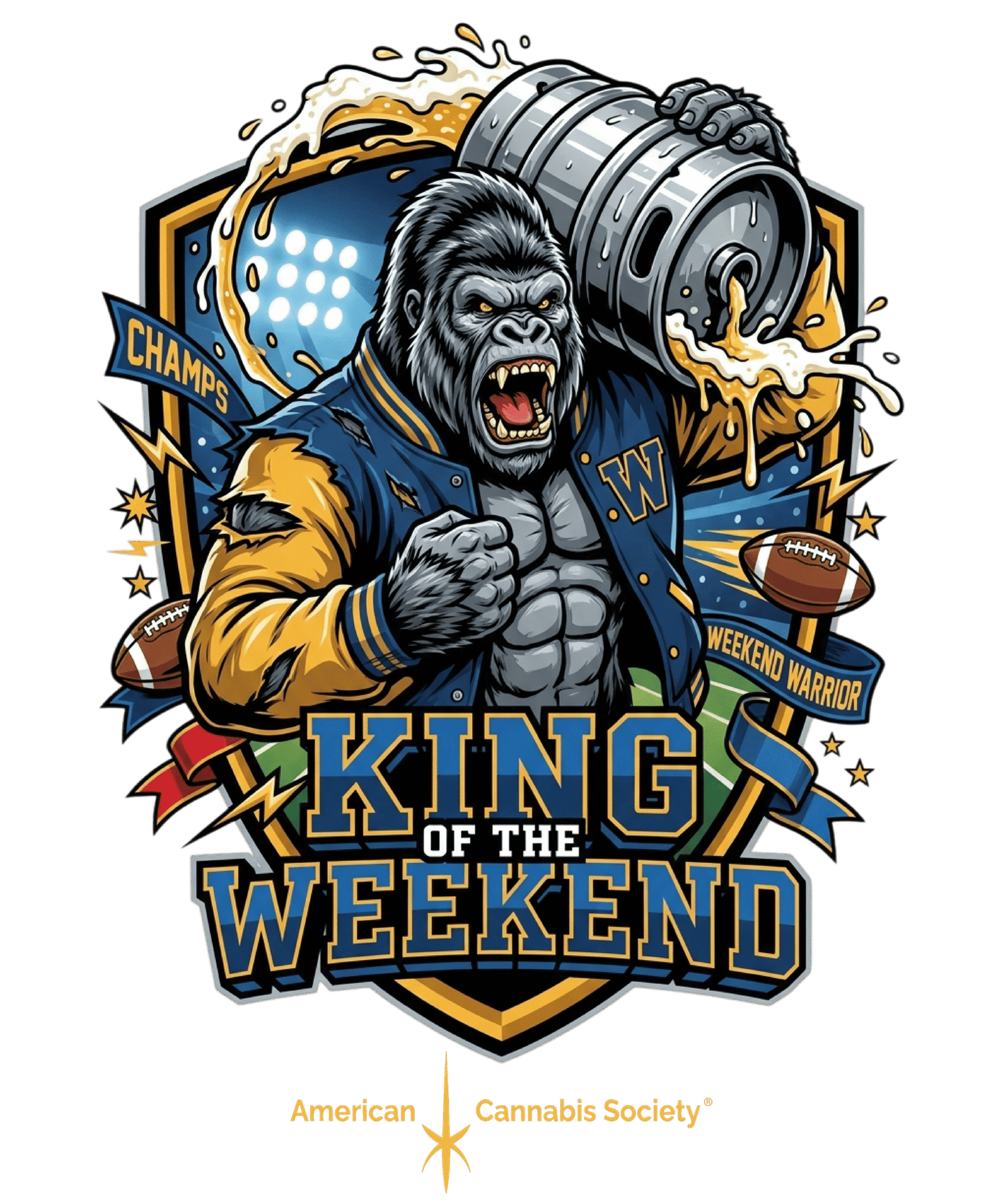 THC FACTOR King of the Weekend cannabis apparel gorilla graphic design