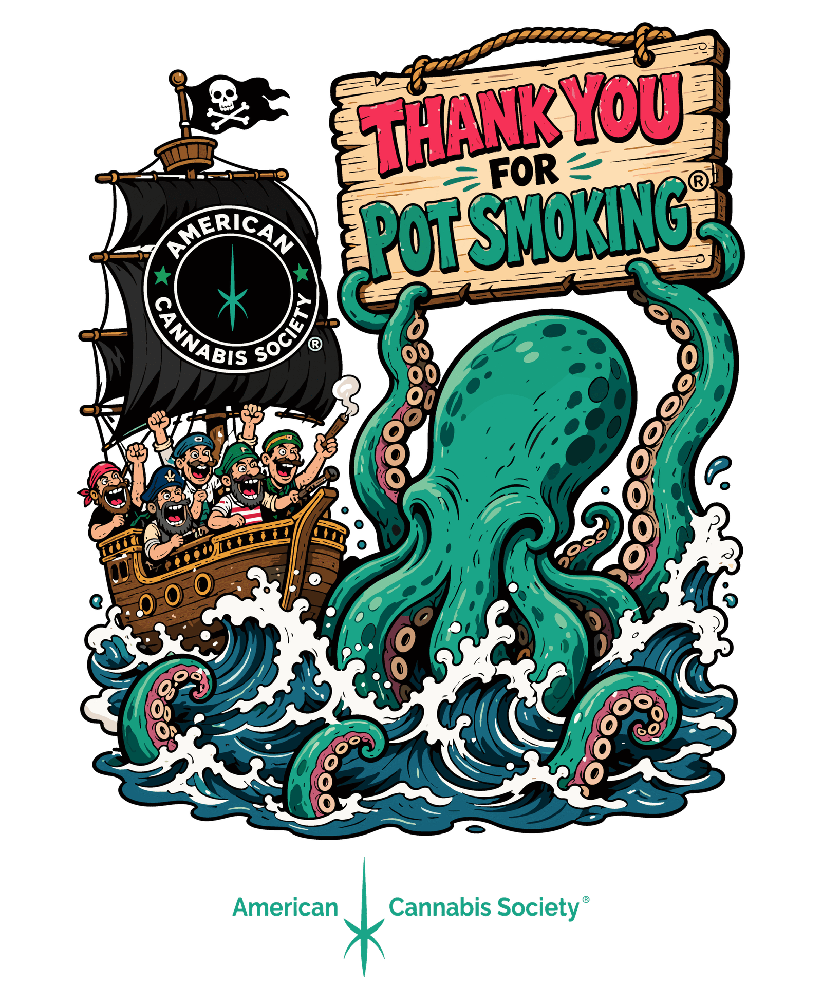 THC FACTOR Thank You For Pot Smoking cannabis apparel pirate design